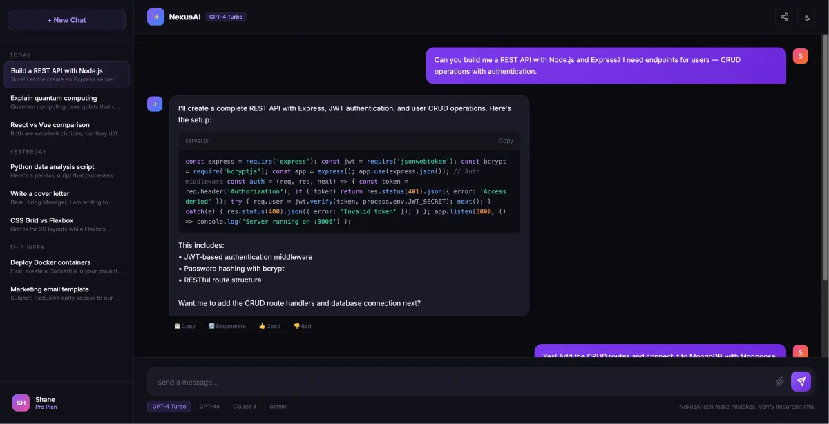 AI Chat UI demo
