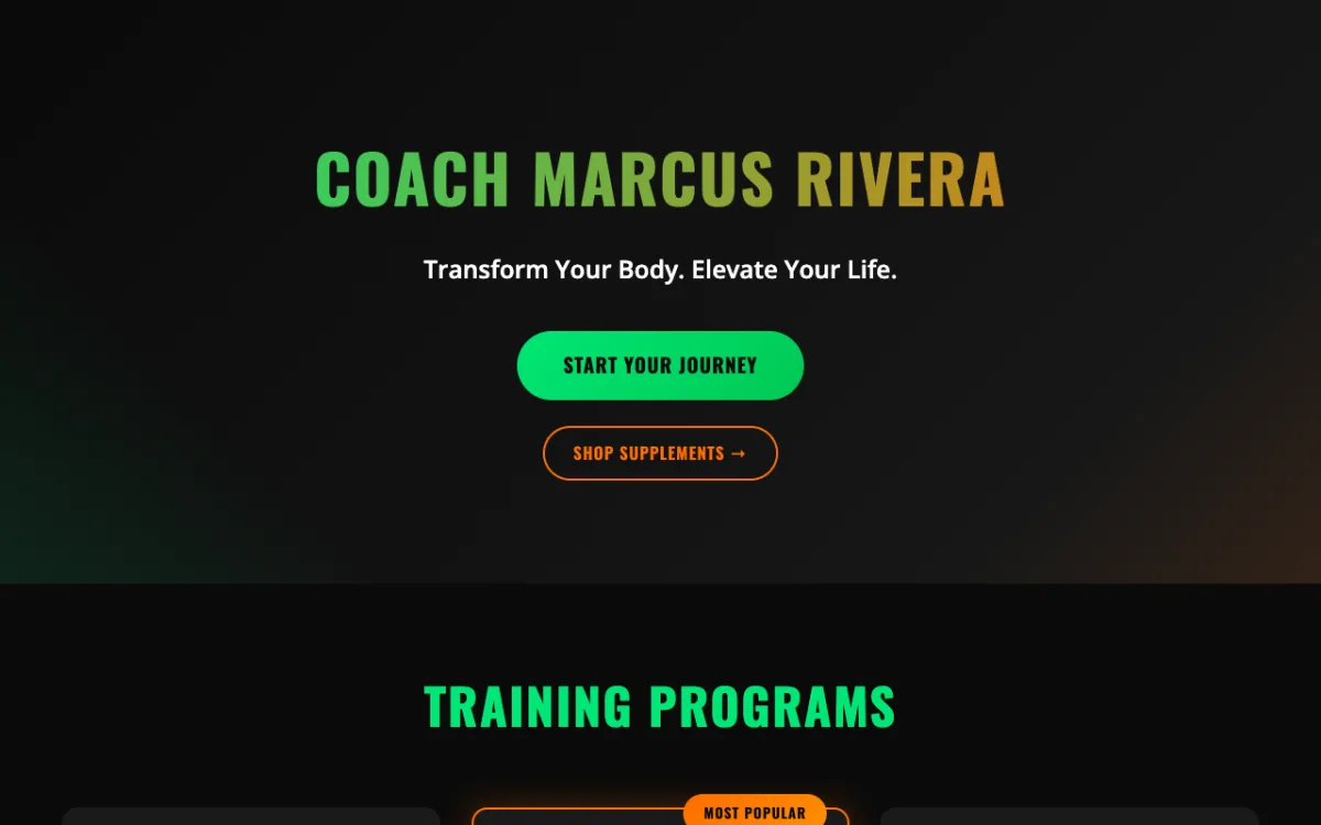 Peak Performance PT personal trainer website
