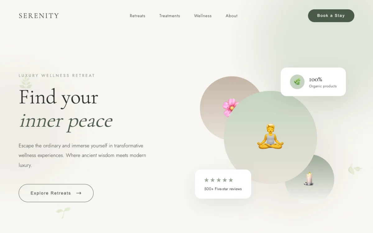 Serenity Spa website